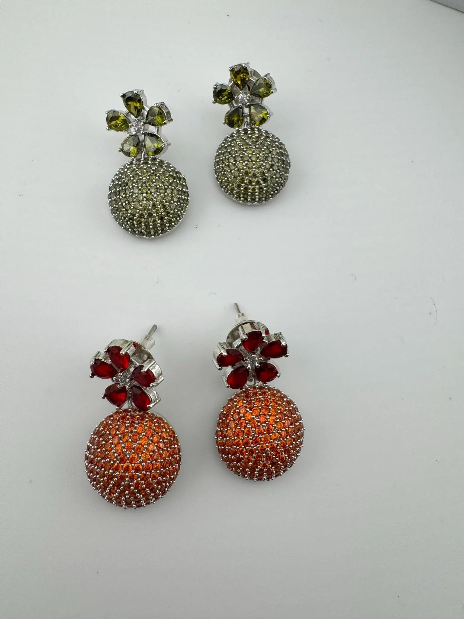 Premium Light Green Drop Earrings in Nano setting Cubic Zirconia and Stones