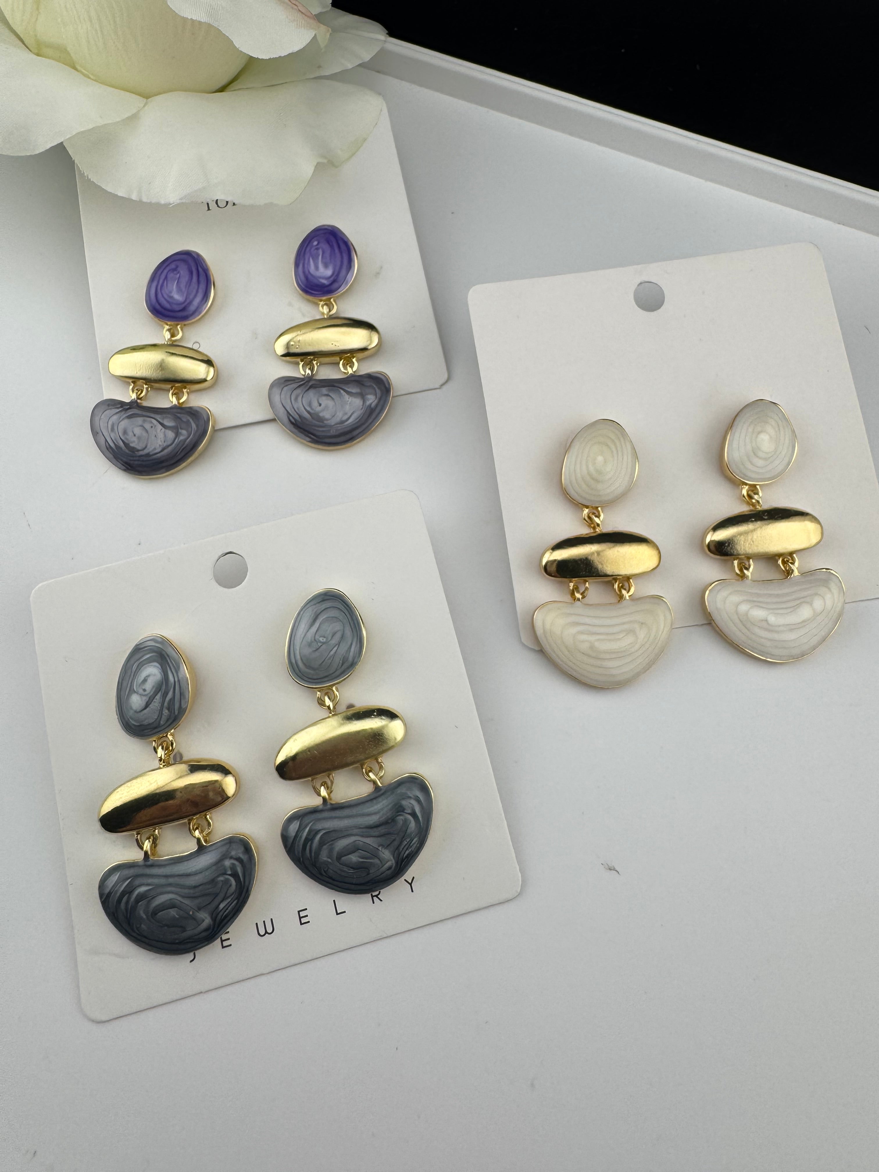 High Quality Premium Enamel and gold Designer Drop Earrings