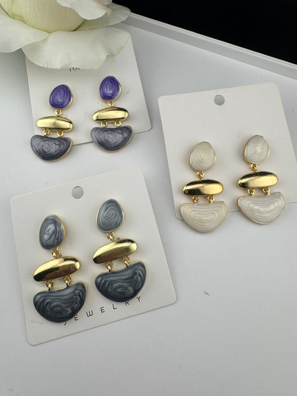 High Quality Premium Enamel and gold Designer Drop Earrings