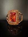 Turkish Jewelry, Crystal, CZ, Stones Oversized Cuff Bracelet Bangle, Gold Polish (Fits 2.6" Diameter)