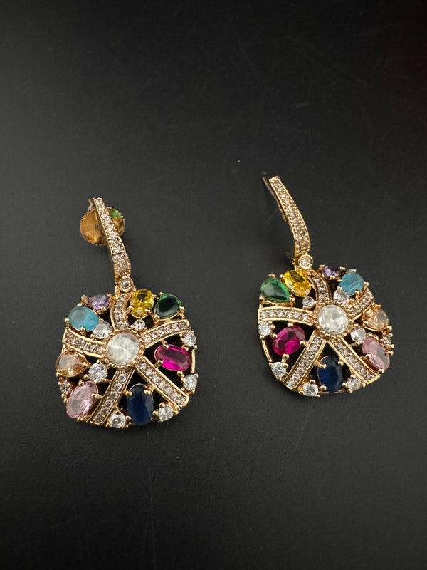 Cubic Zirconia, Kundan, Stones Chandelier Drop Earrings, CZ, Designer jewelry
