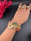 Kundan, CZ, colorful stones Bracelet Bangle, Gold Polish Bangle (Fits 2.6" Diameter)