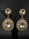 Golden Kundan, CZ, Chandbali Earrings, High shine, Bridal, Moissanite, Designer jewelry