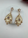 CZ and Gold, Mother of Pearl Chandelier Drop Earrings, Bridal, MOP Designer jewelry