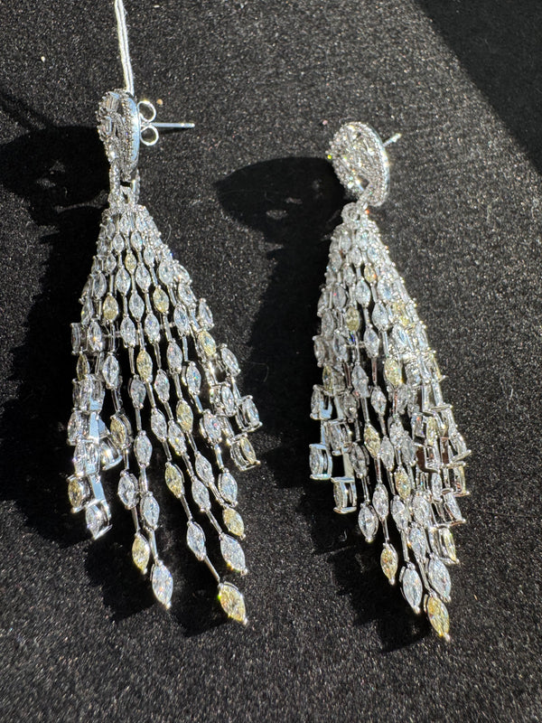 Swarovski inspired Crystal, cubic zirconia, diamonddangle long earrings, Indian Jewelry