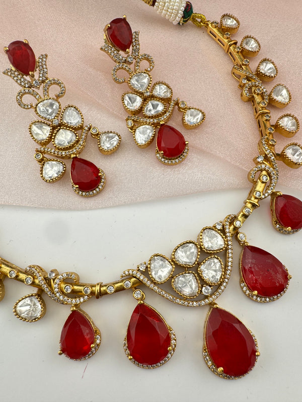 Kundan, CZ, Doublet Stone collar flexible necklace set, Indian Bridal Jewelry set