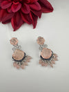 Pink and Gold, Doublet Stone Chandelier Drop Earrings, Bridal, CZ, Designer jewelry