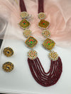 Kundan, Enamel, Minakari, Hydro Beads Long Gold Choker necklace set, Double sided Rani haar