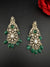 Green and Gold Kundan, Pearls Chandelier Long Earrings, Bridal, Moissanite, CZ, Designer jewelry