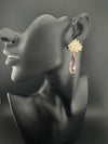 Cubic Zirconia, Diamond, Crystal stone, Gold Polish Designer inspired Dangle earrings, Indian Jewelry