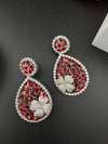 Premium Nano Setting of Cubic Zirconia in silver is designer Inspired Statement Drop Dangle earring/Unique Indian, Bridal, bridesmaid gift