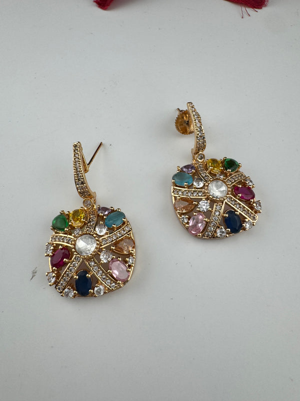 Cubic Zirconia, Kundan, Stones Chandelier Drop Earrings, CZ, Designer jewelry