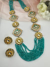 Kundan, Enamel, Minakari, Hydro Beads Long Gold Choker necklace set, Double sided Rani haar