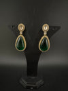 Green and Gold Kundan, Stone Chandelier Drop Earrings, Bridal, Moissanite, CZ, Designer jewelry