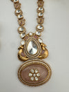 Kundan, Polki, CZ, Doublet Stones Long Golden necklace set, Rani haar, everyday wear jewelry