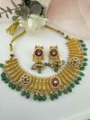 Rajwadi Gold necklace set with jhumka, in kundan and pearls, Indian Bridal Jewelry set