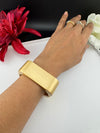 Brushed finished Gold Chunky Cuff Bracelet Bangle, Anti Tarnish, fits sizes upto 2.6"