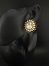 Kundan Enamel Big Stud Earrings, designer Inspired, Indian jewelry