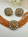 Moissanite Kundan, Hydro beads, CZ, Stones Choker necklace set, Indian Bridal Jewelry, chic set