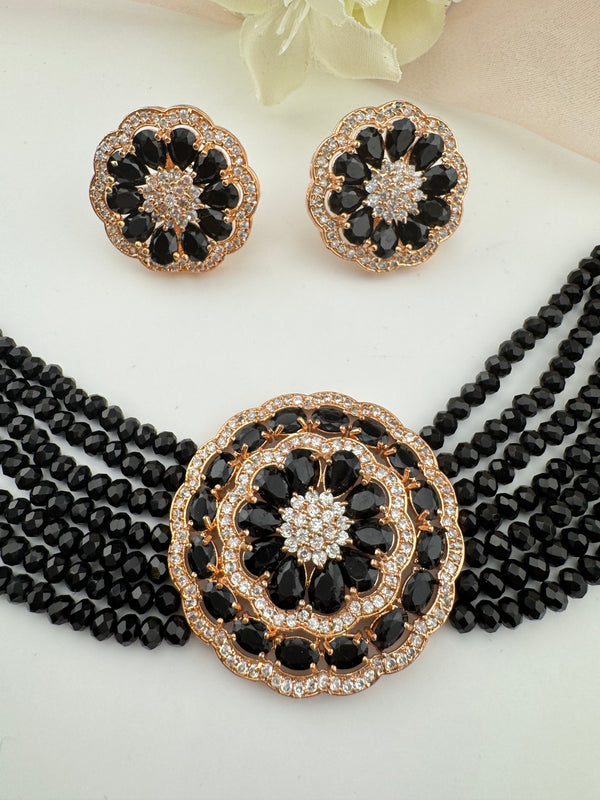 Hydro beads, CZ, Stones Choker necklace set, Indian Bridal Jewelry, chic set
