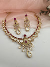 Kundan, Moissanite, MOP, CZ Flexible Gold necklace set, Indian Bridal Jewelry