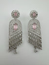 Pink Premium silver color Cubic Zirconia and Natural stone Long earrings
