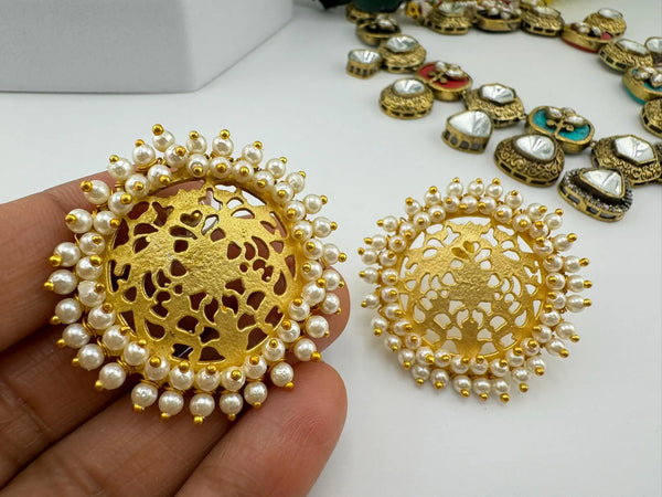 Premium Gold detailing and Pearls designer stud earring