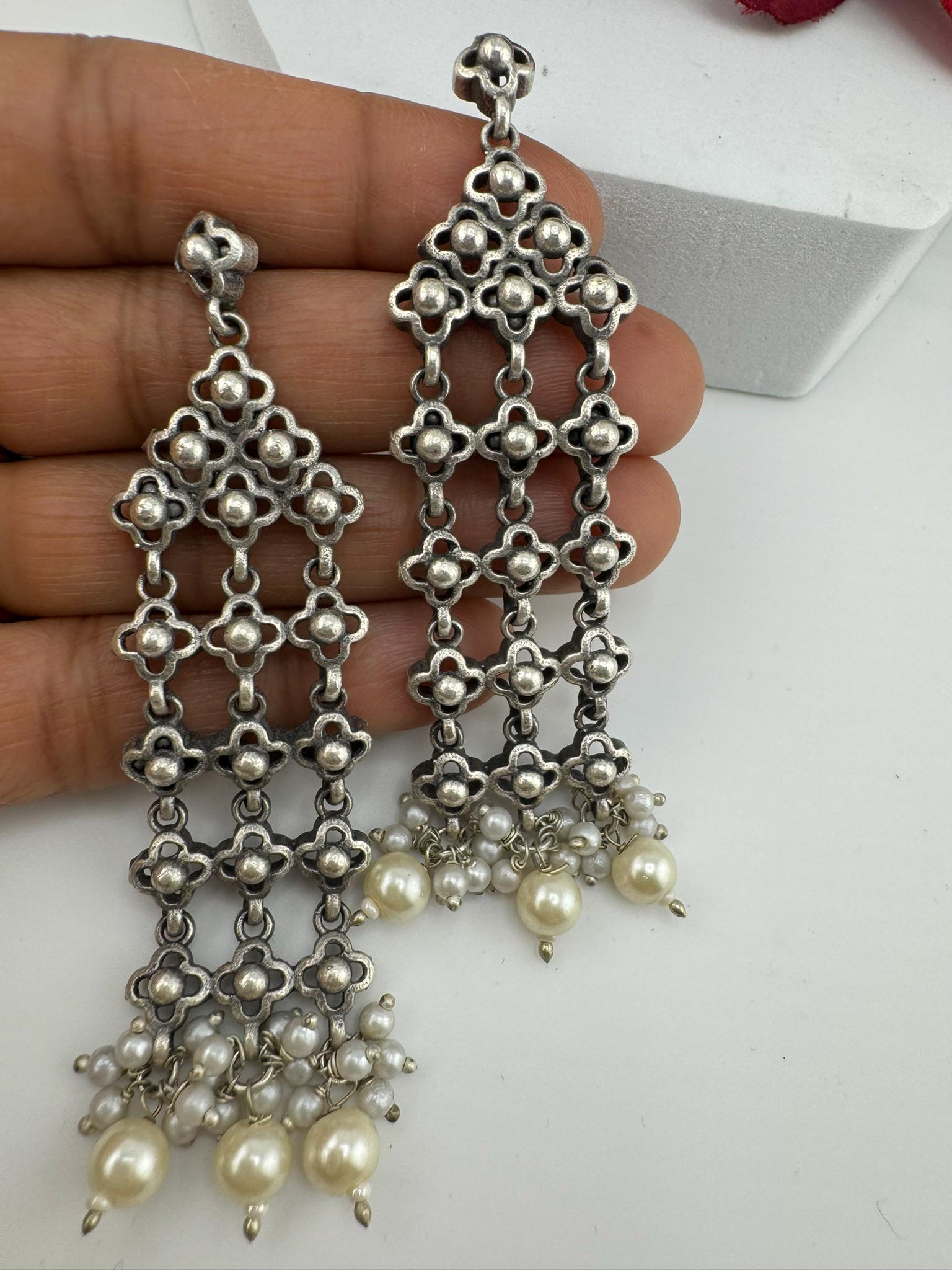 German silver oxidized silver everyday earrings/Oxidized silver earring/Statement Earrings