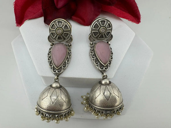 Oxidized German silver long jhumka earrings