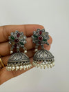 German silver oxidized Earrings with pearls and stones