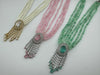 Premium Long necklace,Rani Haar with CZ pendant, natural stones and onyx beads Long Necklace set