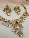 Kundan, Moissanite, MOP, CZ Flexible Gold necklace set, Indian Bridal Jewelry