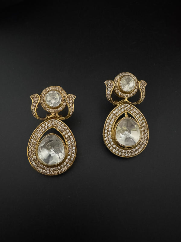 Victorian Uncut Kundan, CZ details is Tyaani Inspired designer earringsDrop Earrings
