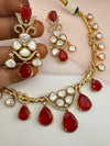 Kundan, CZ, Doublet Stone collar flexible necklace set, Indian Bridal Jewelry set