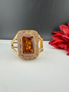 Turkish Jewelry, Crystal, CZ, Stones Oversized Cuff Bracelet Bangle, Gold Polish (Fits 2.6" Diameter)