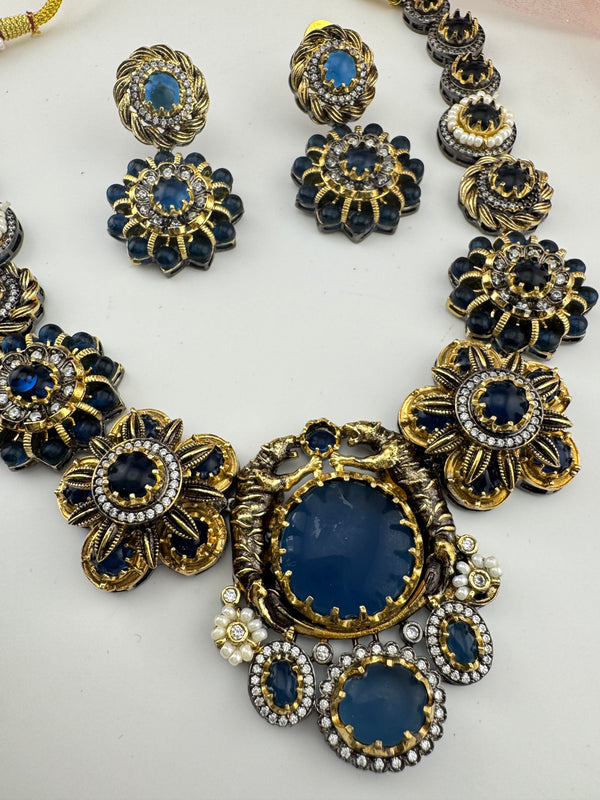 Pearl, CZ,Stones Sabyasachi inspired necklace set, Indian Bridal Jewelry set