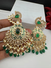 Enamel and Gold Kundan Chandelier Long Earrings, High shine Bridal Moissanite CZ, Designer Earrings