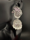 Premium Cubic Zirconia Peacock jhumka earrings is designer Inspired, Statement Long earring, Bridal, Party, Wedding jewelry, chic, Indian