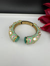 Moissanite Kundan, Enamel, CZ Adjustable Bracelet Bangle Kada, Gold Polish Designer Bangle