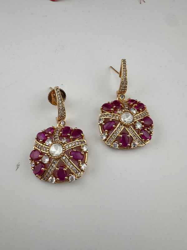 Cubic Zirconia, Kundan, Stones Chandelier Drop Earrings, CZ, Designer jewelry