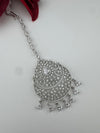 Silver Cubic Zirconia/Diamond Tikka, Indian Maang Tikka, Headpiece, Bridal jewelry