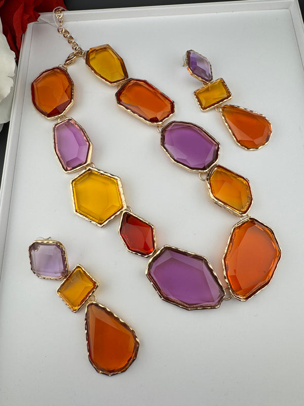 Premium Quality Contemporary NECKLACE ONLY/Clear necklace/Designer inspired/Indian jewelry/Sleek Necklace/everyday wear/handmade