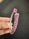Designer Cuff bracelet with American Diamonds nano setting, crystal stones, Fits size upto 2.6"