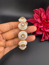 Moissanite Kundan, Enamel, CZ Rajwadi Pacheli Bracelet Bangle Kada, Gold Polish(fits 2.6" wrists)