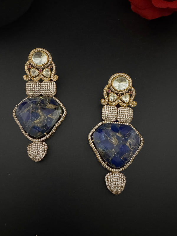 Kundan, CZ, Gold, Marble Stone Chandelier Oversized Long Earrings, Bridal, Moissanite, CZ, Designer jewelry