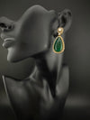Green and Gold Kundan, Stone Chandelier Drop Earrings, Bridal, Moissanite, CZ, Designer jewelry