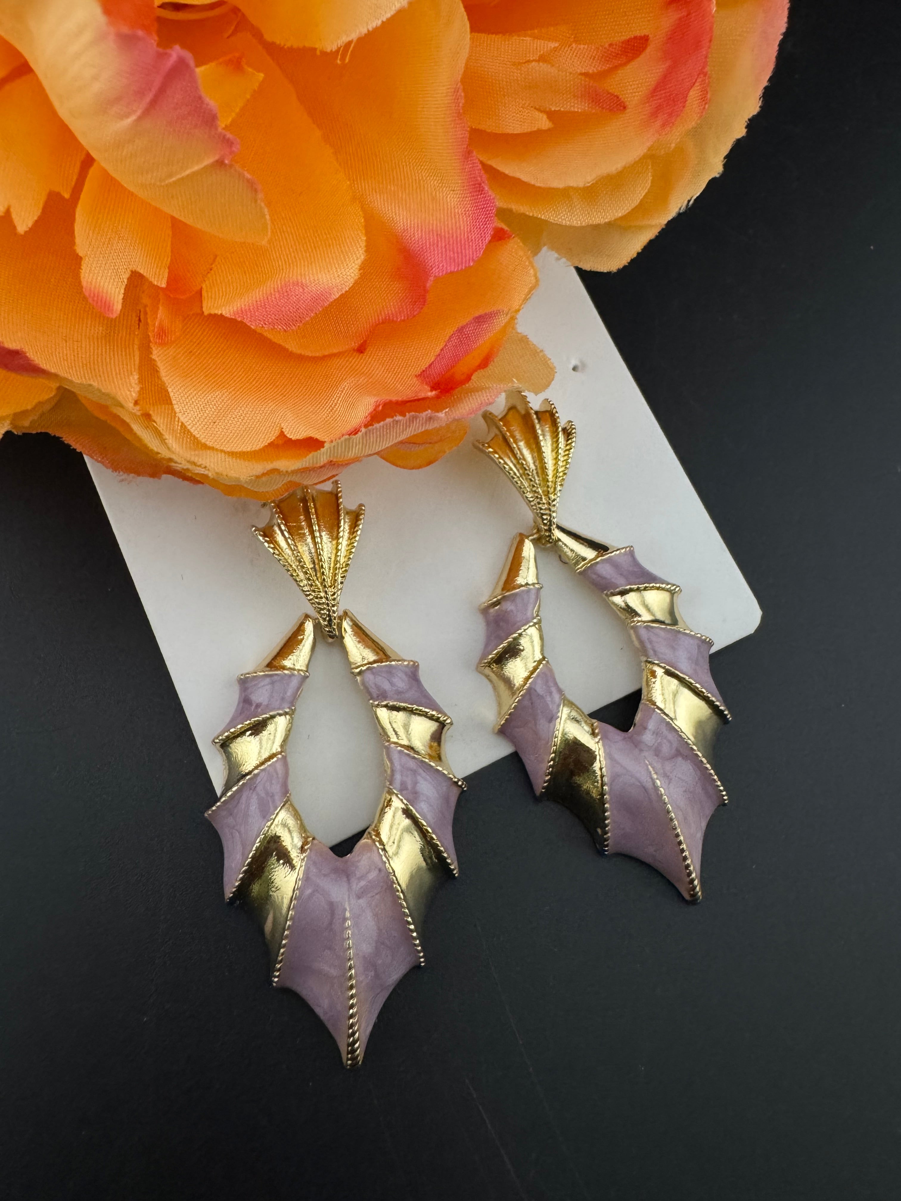 High Quality Premium Enamel and gold Designer Drop Earrings