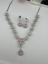 Crystal, Nano Setting CZ Diamond Statement Necklace Set, White Gold Plated Choker, nature inspired