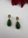 Green and Gold Kundan, Stone Chandelier Drop Earrings, Bridal, Moissanite, CZ, Designer jewelry