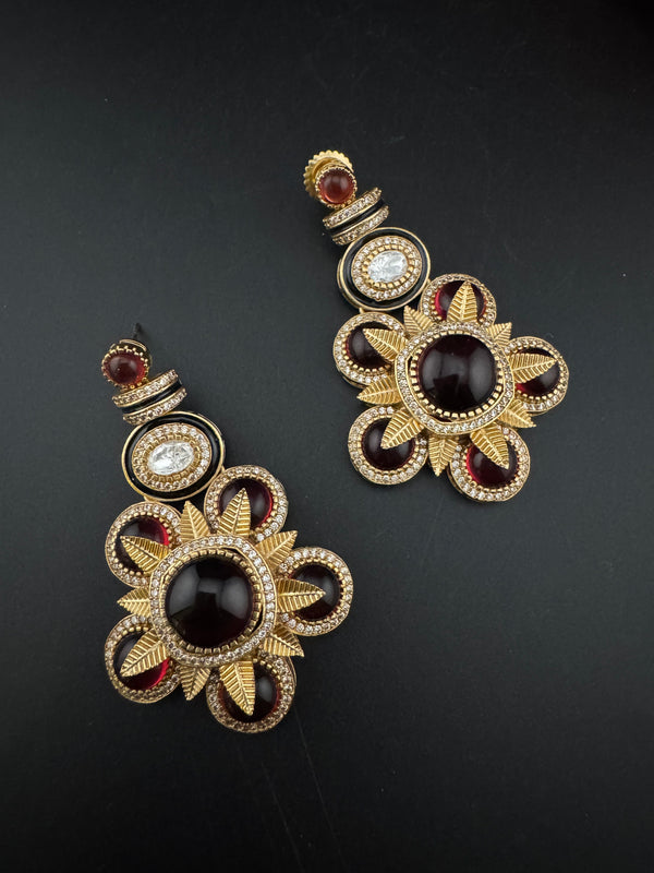 Kundan, stone, cuboz Zirconia Sabyasachi inspired Chandbali Chandelier long earring, designer jewelry
